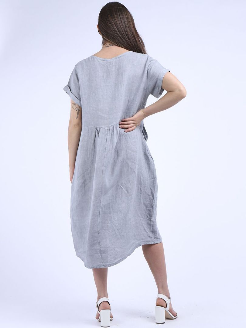 Charlotte Linen Dress Light Grey image 3